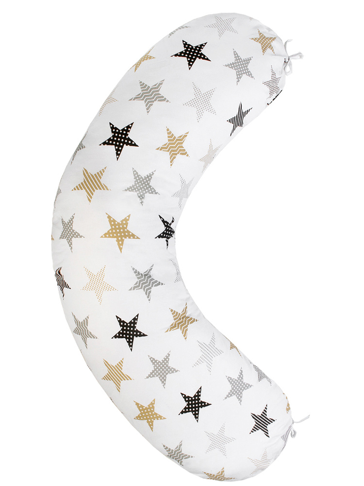Чехол для подушки для беременных AmaroBaby Звезды, AMARO-5001-ZP, белый, 170 х 25 см  #1