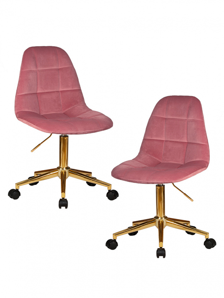 Набор 2 шт. Офисное кресло для персонала DOBRIN DIANA, LM-9800-Gold, розовый велюр (MJ9-32)  #1