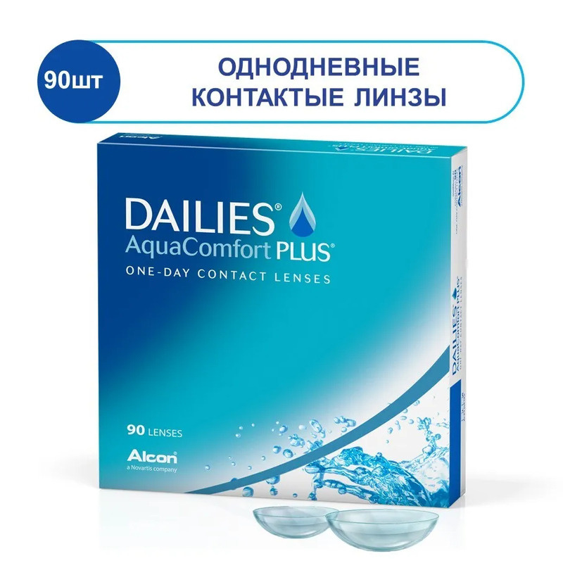 Dailies AquaComfort Plus -3.75 / 14.0 / 8.7, 90 штук (линз), контактные однодневные гидрогелевые. Alcon #1