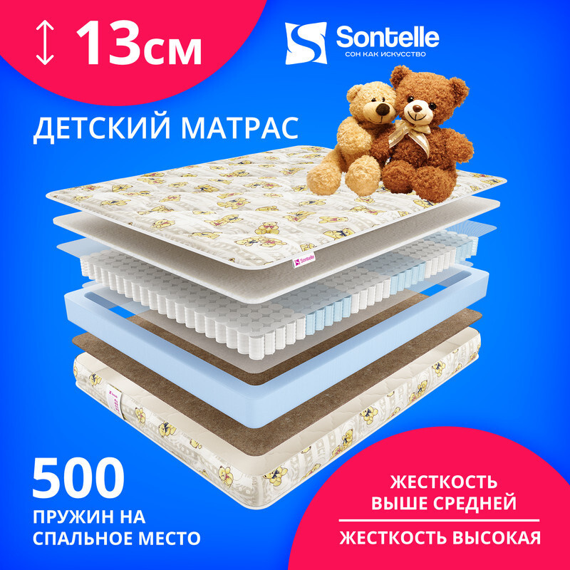 Матрас, Матрас детский Sontelle Милс Kid, Независимые пружины, 65х125 см  #1