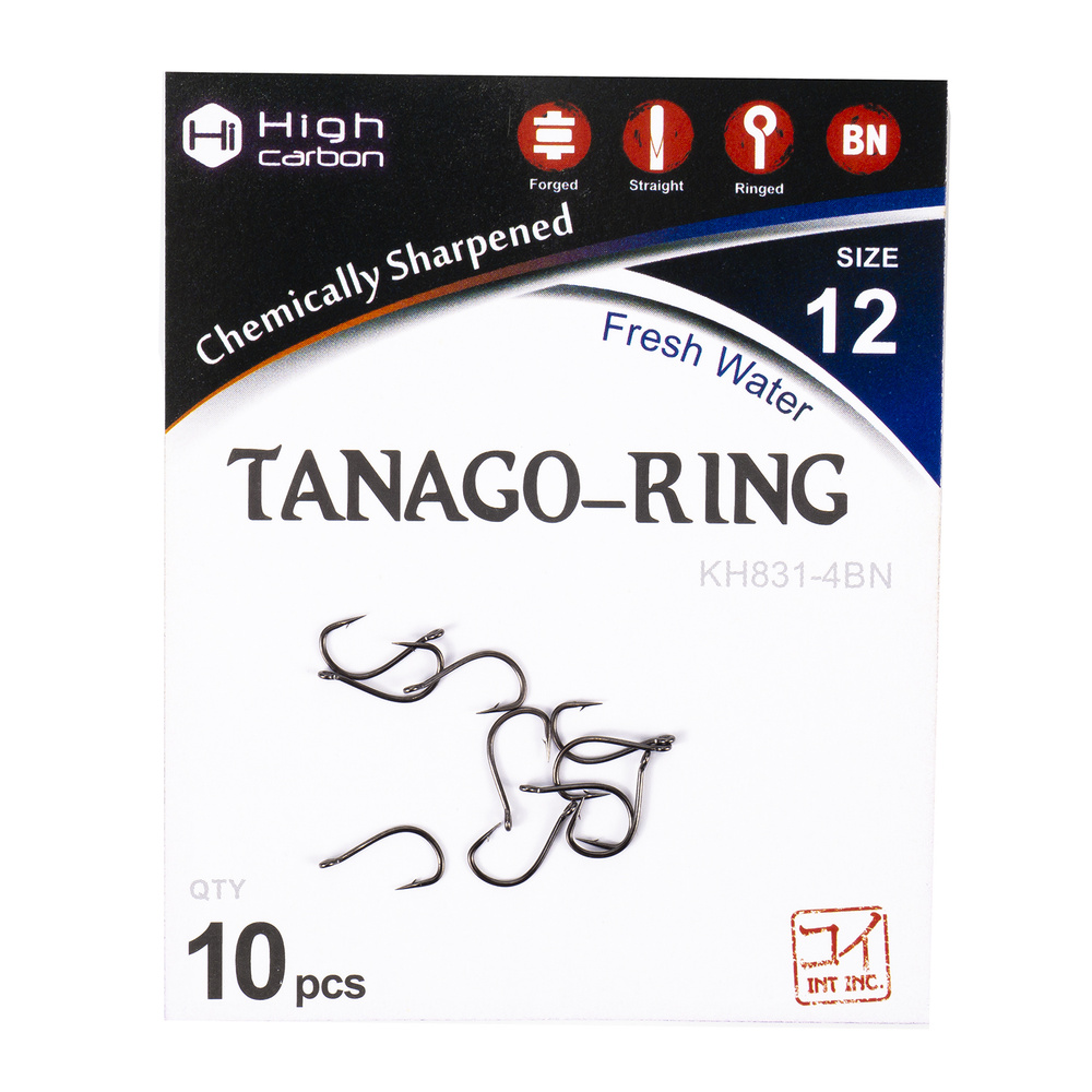 Крючки для рыбалки 10штук KOI Tanago-Rin №12 (Asia 4), цвет Black Nickel #1