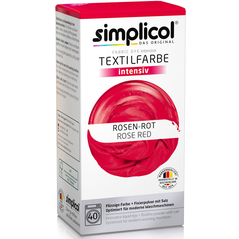 Simplicol INTENSIV All-in-1, КРАСНАЯ, краска для одежды, тканей, текстиля, джинсов (краска 150 мл, фиксатор #1