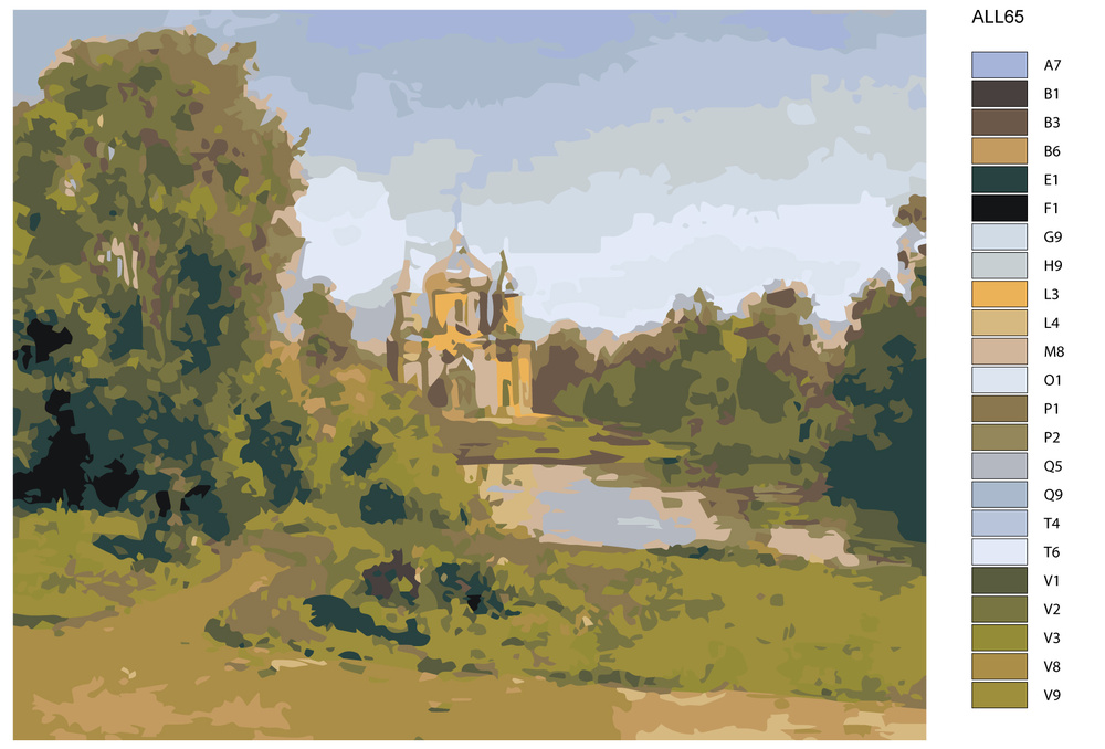 Картина по номерам "Церковь на озере" Василий Поленов ALL65 40x50  #1