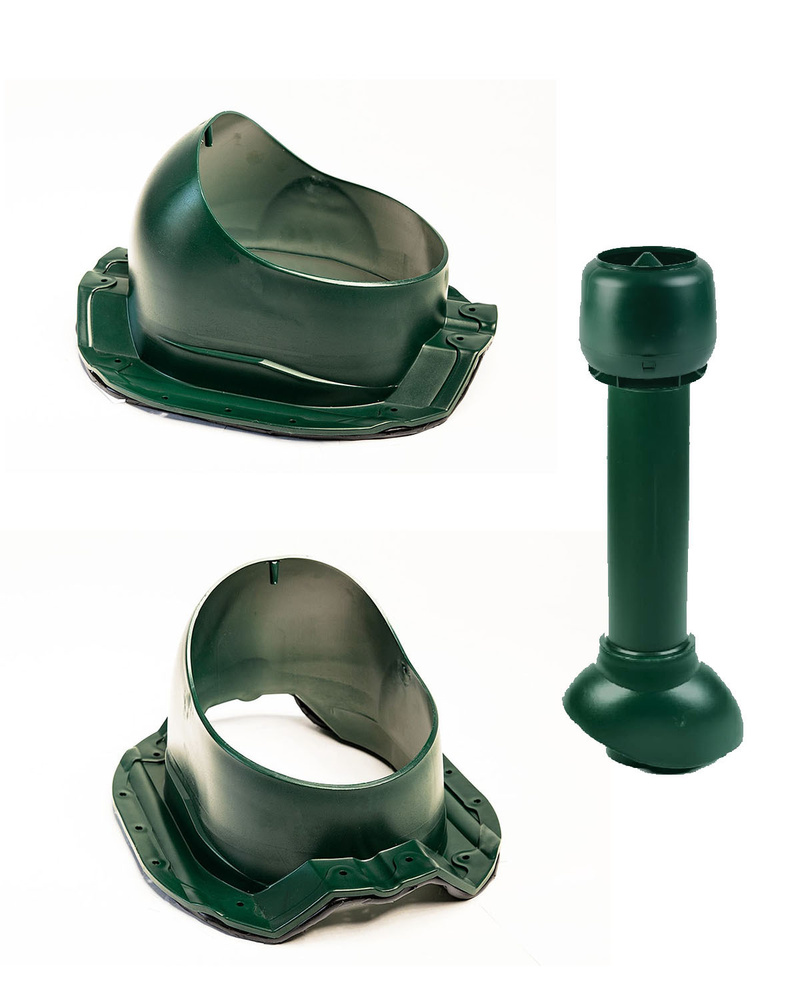 Комплект кровельной канализационной вентиляции ПОЛИВЕНТ PROF-35 для металлопрофиля D110 H500, зеленый #1