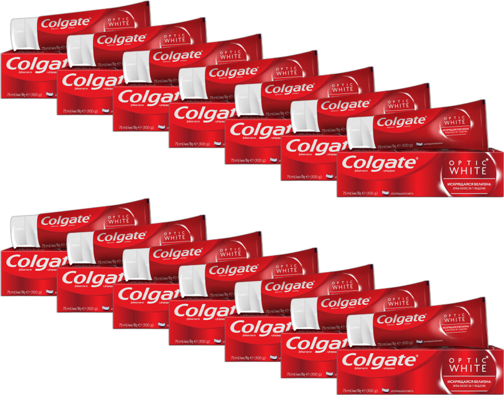 Зубная паста Colgate Optic White Искрящаяся белизна, комплект: 14 упаковок по 75 мл  #1