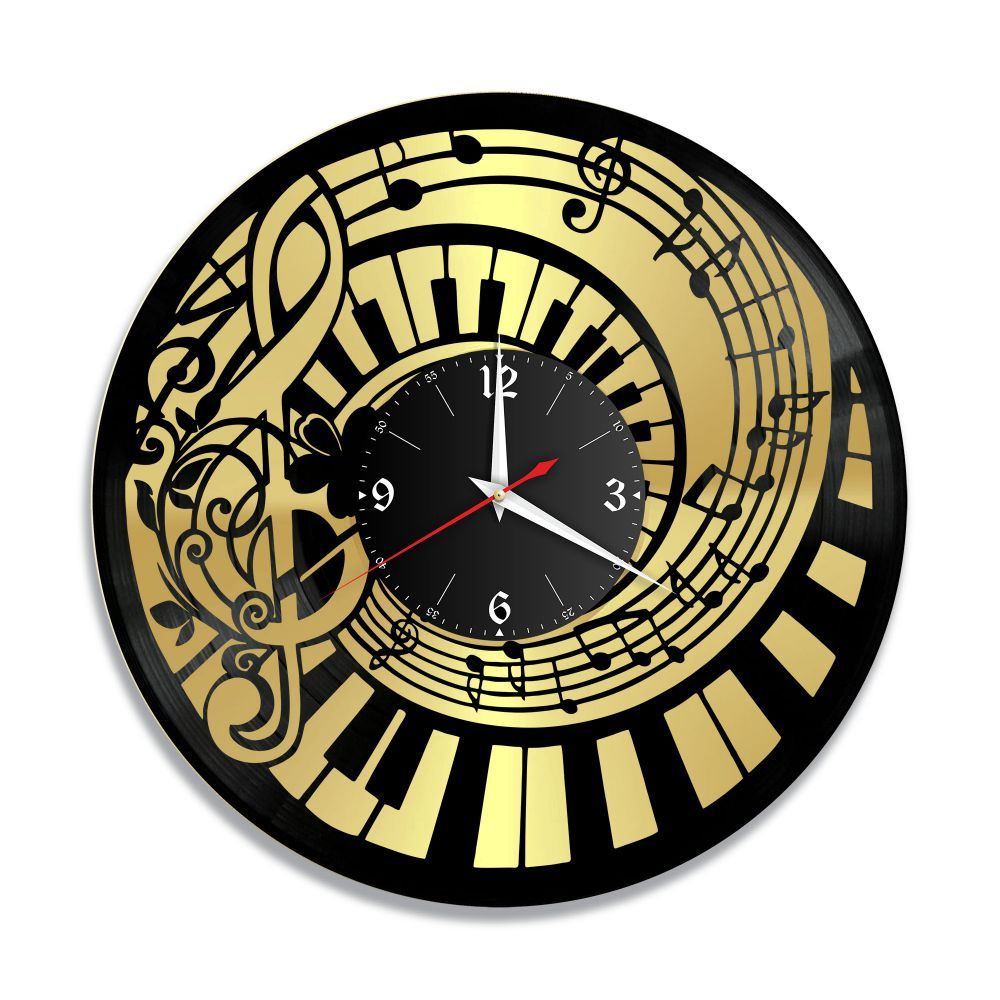RedLaser Настенные часы "Музыка золото, из винила, №21", 30 см #1