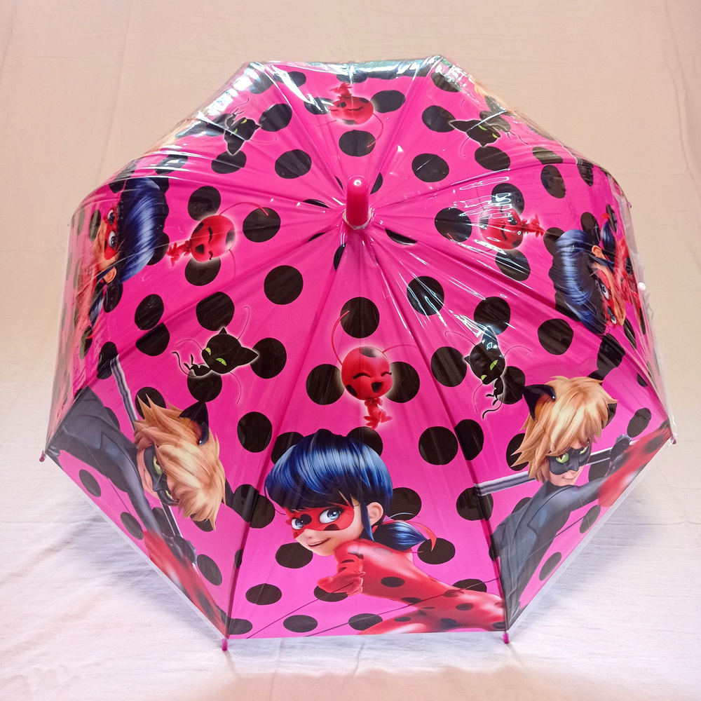 Зонт детский трость "Леди Баг и Супер Кот", диаметр купола 80 см, свисток в комплекте  #1