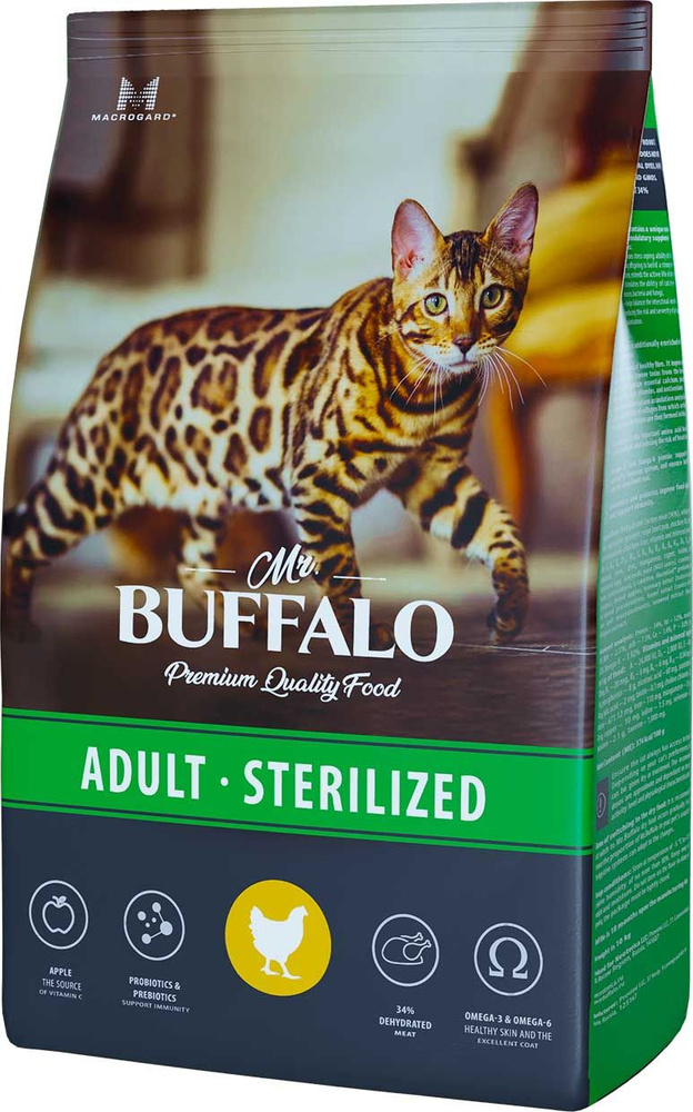 Корм Mr. Buffalo Adult Sterilized для стерилизованных кошек, с курицей, 1.8 кг  #1