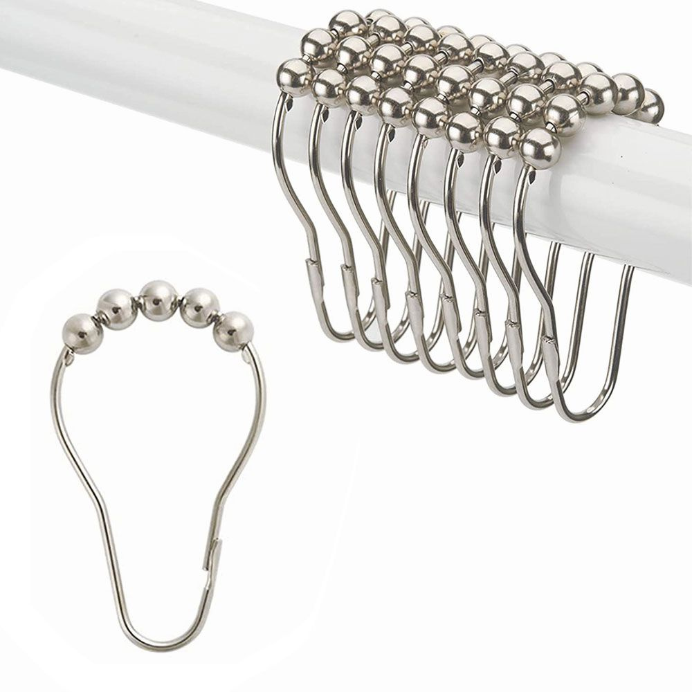 Кольца крючки для шторы в ванную комнату (12 штук) / Держатели для шторы/ Крючки-ролики для карниза. #1