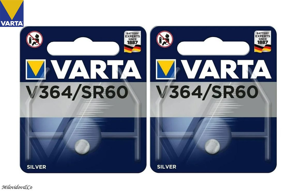 Varta Батарейка 364 (SR60, SR621,SR621SW), Оксид-серебряный тип, 1,55 В, 2 шт  #1