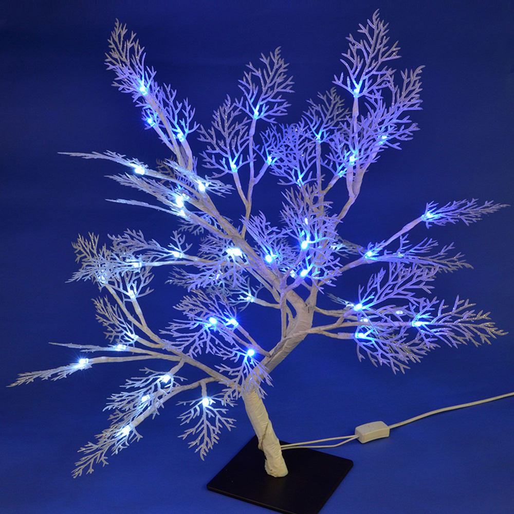 Дерево светодиодное Морозко 50 см. 54 светодиода. Синий и белый свет. 220 вольт. Провод белый. IP20 TM #1