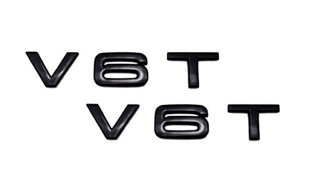 Комплект: эмблема на крыло Audi V6T черный глянец 2 шт. #1