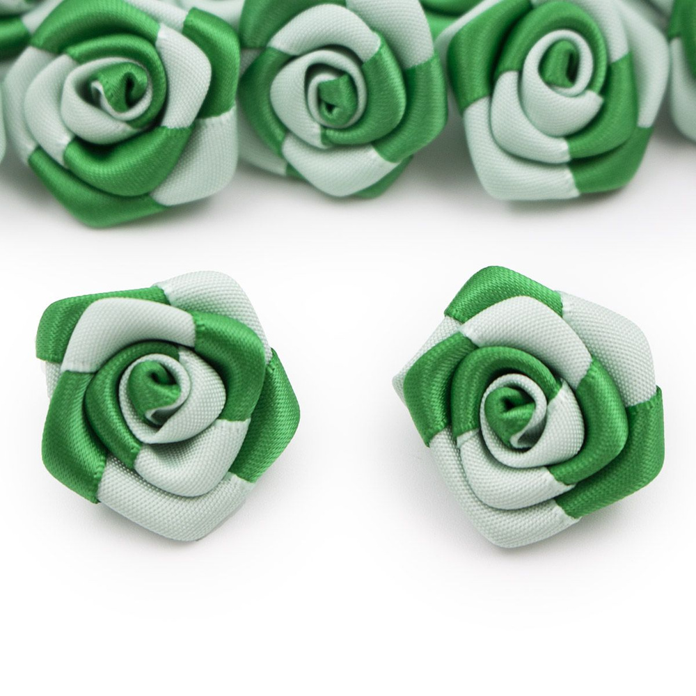 Цветы пришивные двухцветные Айрис, Роза 2,5 см, цветочки для рукоделия, скрапбукинга, 10 шт/упак  #1