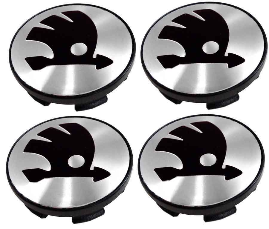 Колпачки Skoda на диски СКАД 56/51/11 мм - 4 шт / Заглушки ступицы Шкода для колесных дисков SKAD серебристые #1