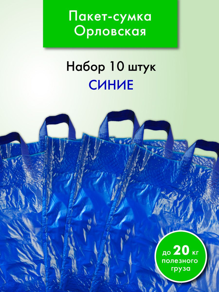 Пакет-сумка Орловская, ручка-петля набор синие 10 штук #1