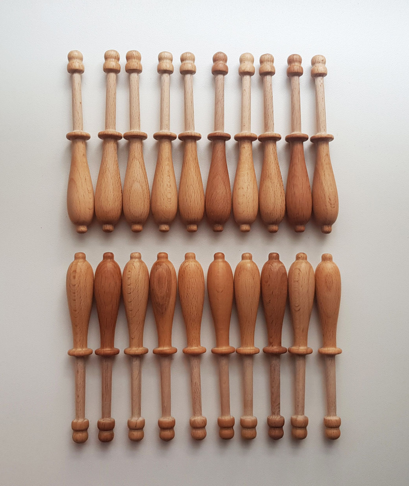 20 деревянных коклюшек французской формы для кружевоплетения Бук. Коклюшки для кружева.  #1