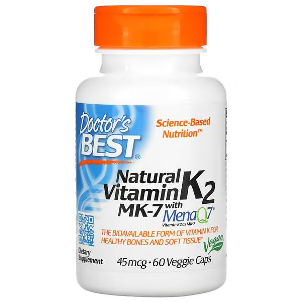 Витамин К2 MK-7 Doctor's Best Natural Vitamin K2 MK-7 45 мкг (капсулы массой 321 мг) 60 вегетарианских #1