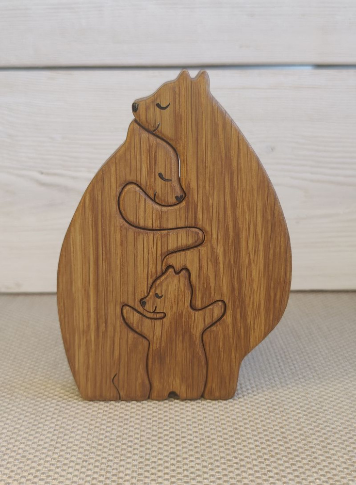 Сувенир из дерева "Три медведя", Дуб #1