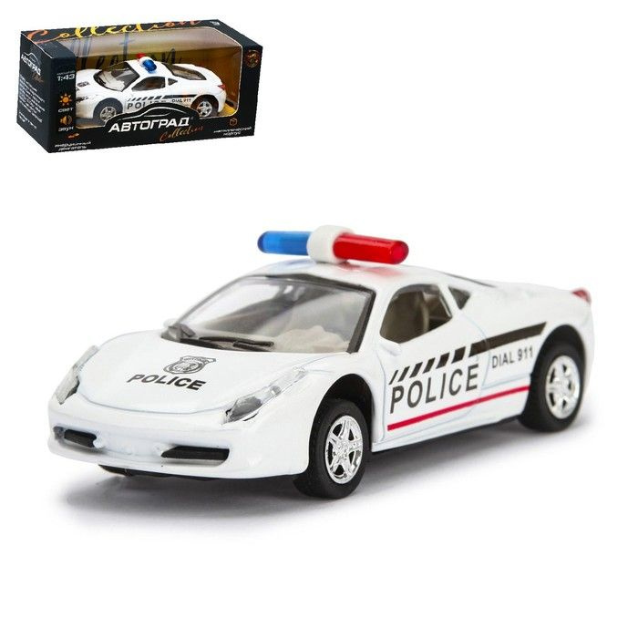 Машина металлическая Полиция , инерционная, свет и звук, масштаб 1:43  #1