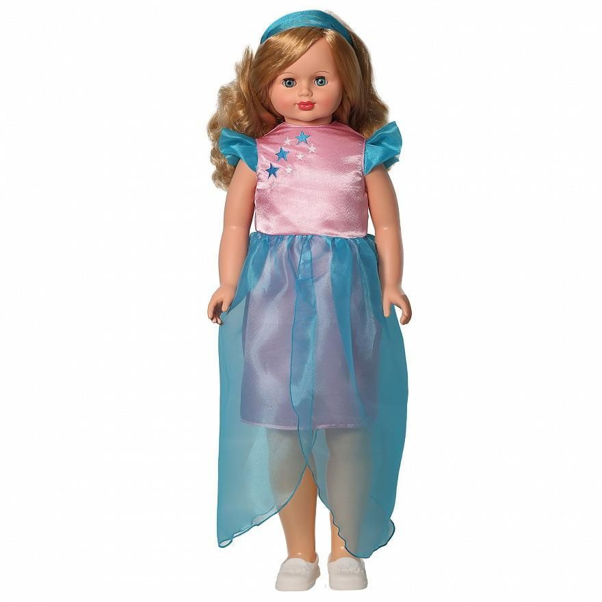 Интерактивная говорящая большая кукла для девочки Снежана в розово-голубом платье, 83 см  #1