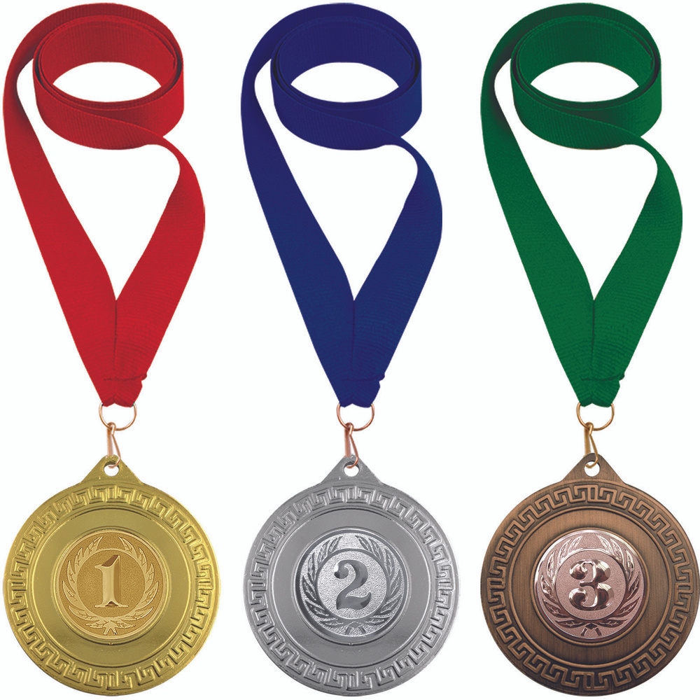 Комплект медалей (металл) "1, 2, 3 место", 50 мм, с лентами. Вариант №64  #1