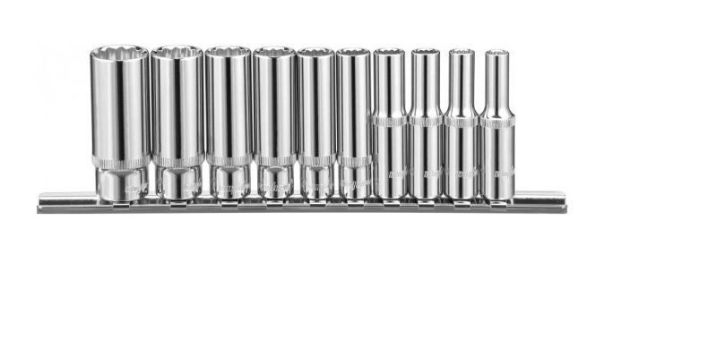Набор головок торцевых глубоких 12-гранных 1/4"DR на держателе, SAE 3/16"--9/16", 10 предметов Ombra #1