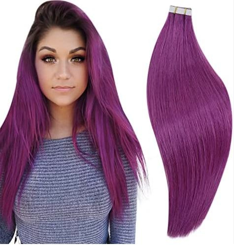 Волосы для ленточного наращивания ,цвет фиолетовый, длина 30см, 1шт, 5гр  #1