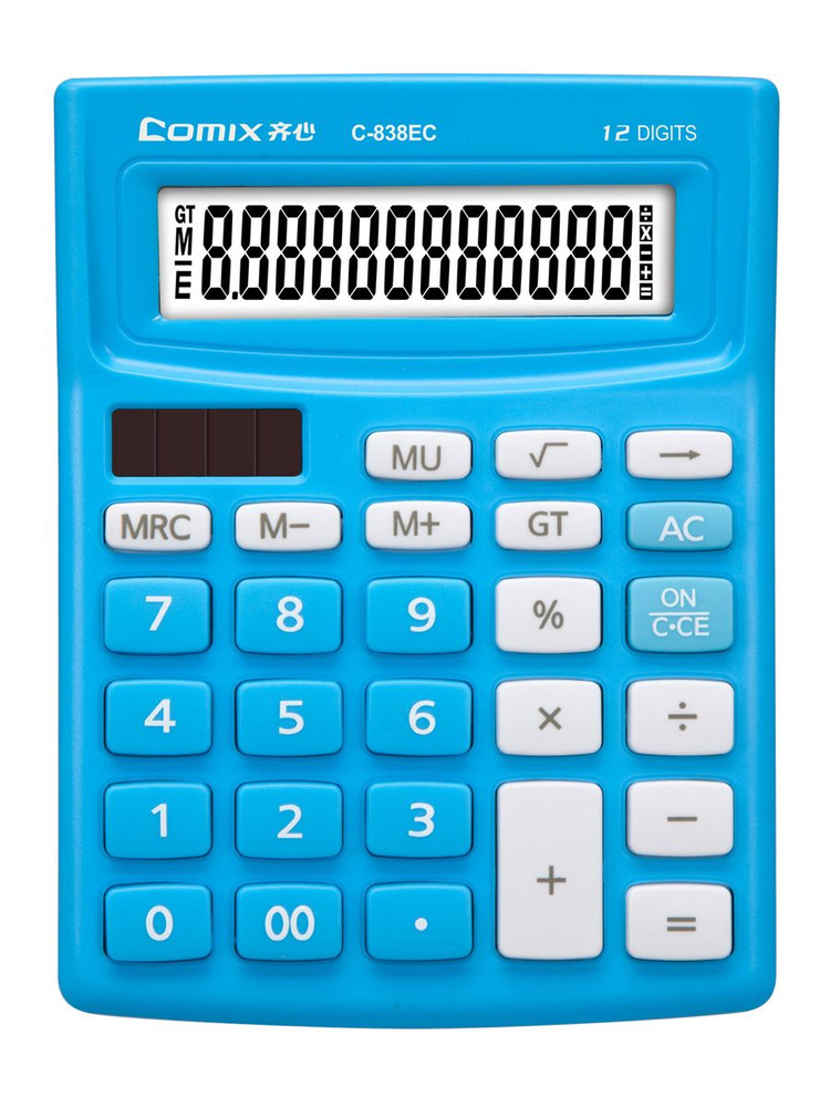 Калькулятор настольный COMIX 12-разрядный, двойное питание, 144х109мм, голубой  #1