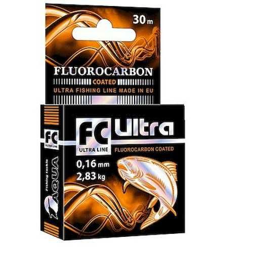 Леска флюорокарбоновая зимняя Aqua FC Ultra Fluorocarbon Coated 0,22мм 30м  #1