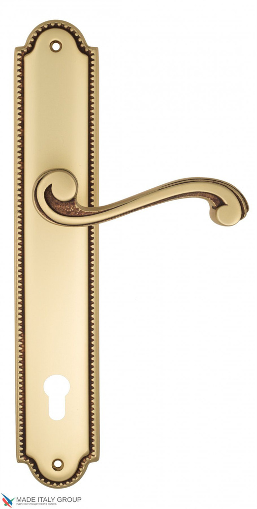 Дверная ручка на планке Venezia VIVALDI CYL PL98 французское золото + коричневый  #1