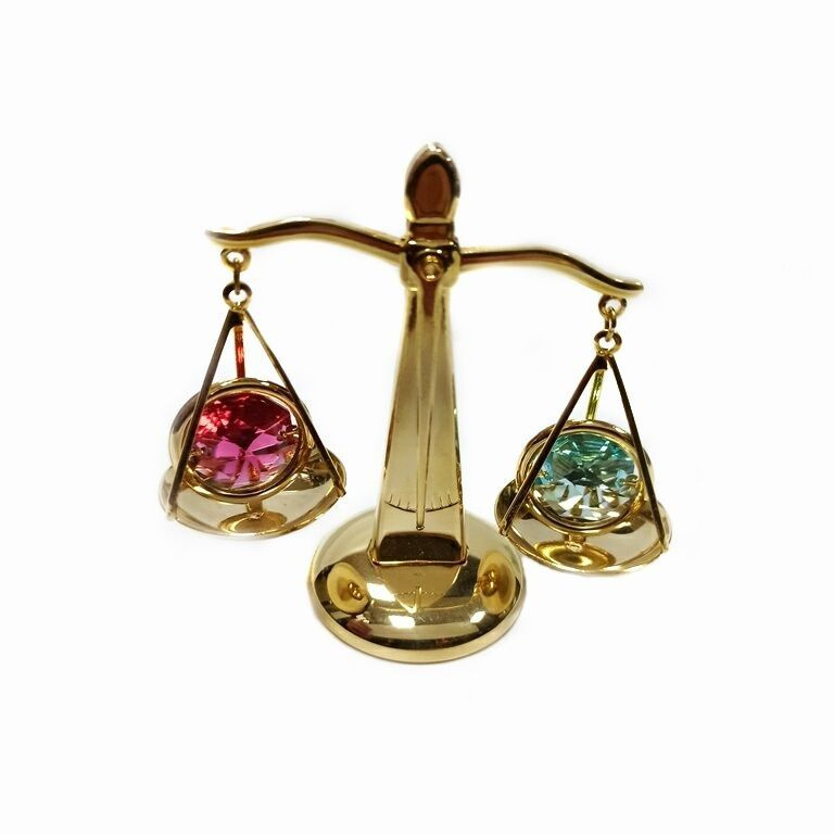 Сувенир с кристаллами Swarovski Золотой 1350 Весы цветн. 7,5*3,5*6см  #1