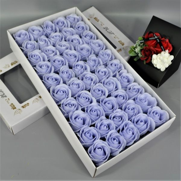 Розы из мыла 50шт 6см светло пурпурно-синие 02(1уп) #1