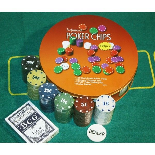 Набор для покера с сукном Holdem Lite 120 фишек в барабане #1