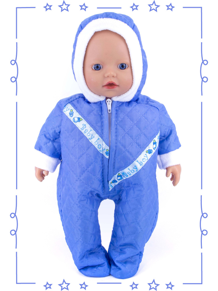 Одежда для кукол Модница Комбинезон из синтепона для пупса Беби Бон (Baby Born) 32-35 см голубой  #1