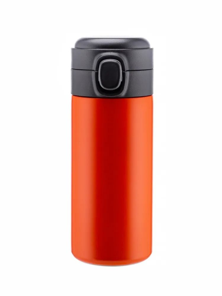 Термокружка DXMS-350-1, 350 мл с кнопкой клапаном (оранжевая) нержавеющая сталь  #1