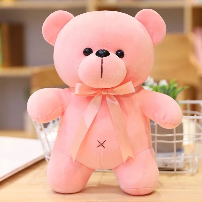 Мягкая игрушка плюшевый медведь, розовый #1