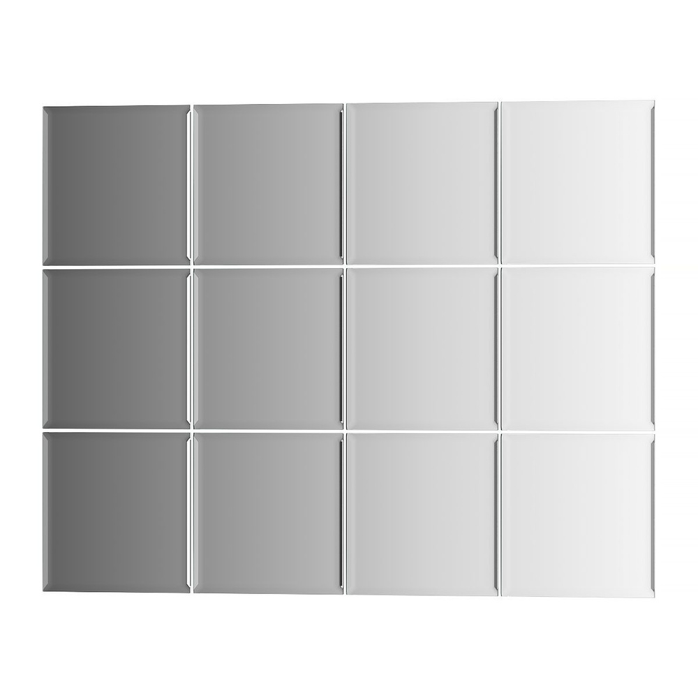 Зеркальная плитка с фацетом 5 мм - комплект 12 шт квадрат 10х10 см; серебро Refractive EVOFORM BY 1422 #1
