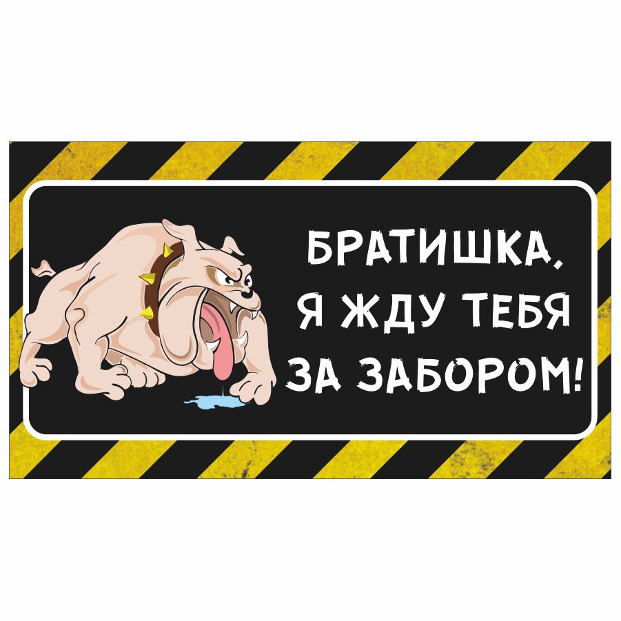 Табличка, с юмором, прикол, DANGER DOG, Я жду тебя за забором, 25x14 см  #1