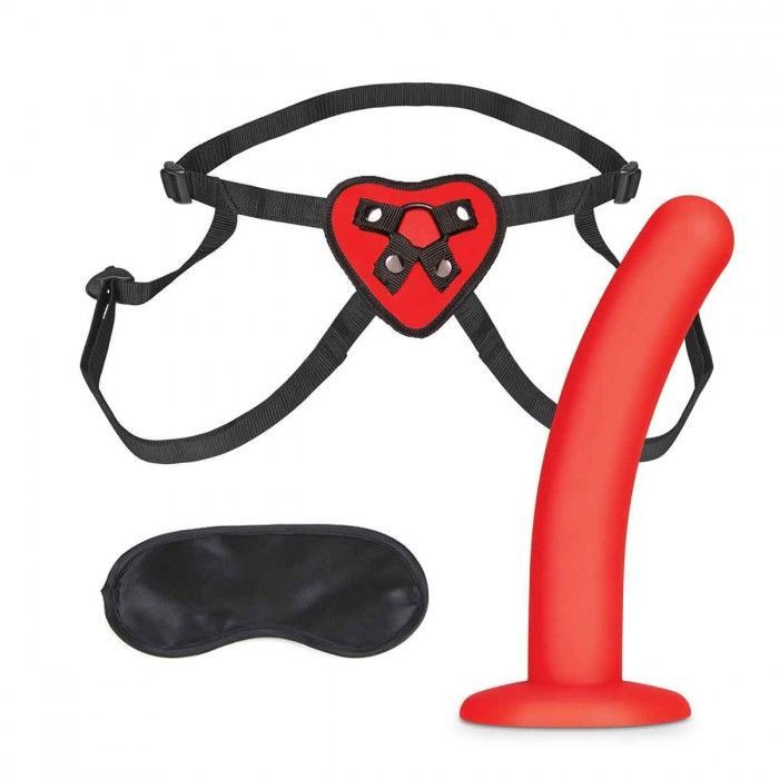 Красный поясной фаллоимитатор Red Heart Strap on Harness & 5in Dildo Set - 12,25 см.  #1