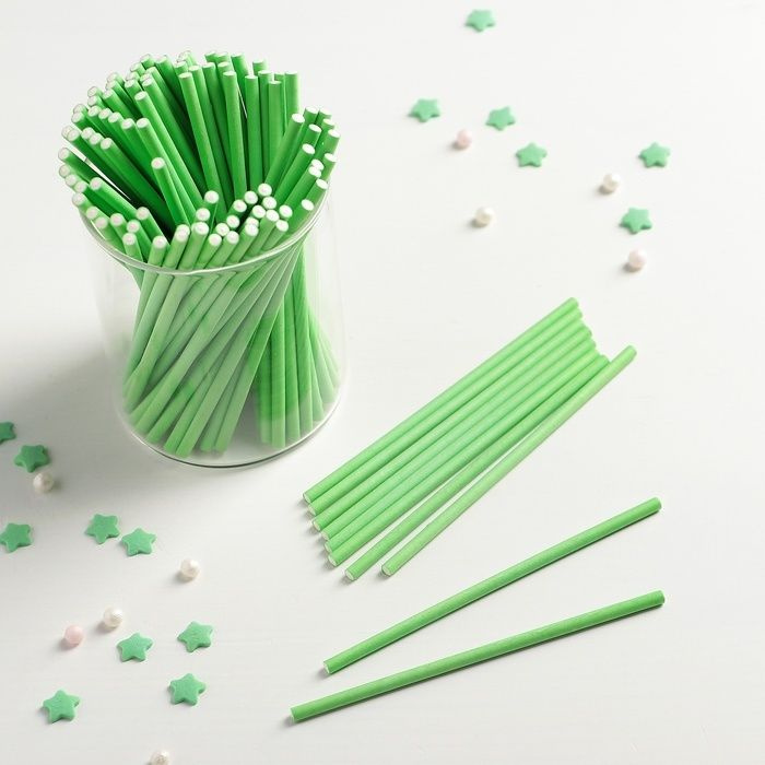 Палочки для кейкпопсов КНР 100 шт, 10х0,2 см, цвет зеленый #1