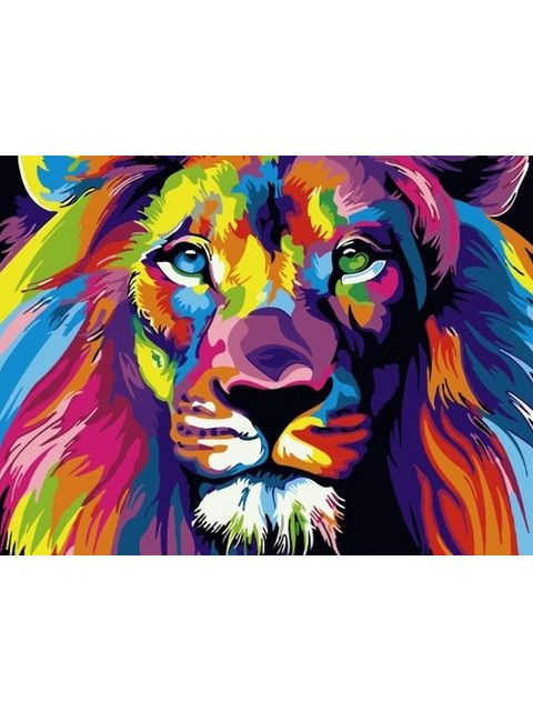 Картина по номерам на холсте Paintboy "Радужный лев" 40х50 см подарки на 8 марта женщине  #1