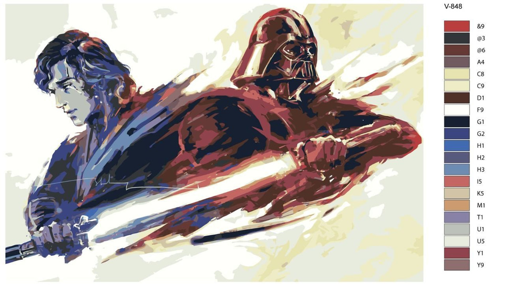 Картина по номерам V-848 "Звездные войны. Энакин Скайуокер и Дарт Вейдер", 40x60 см  #1