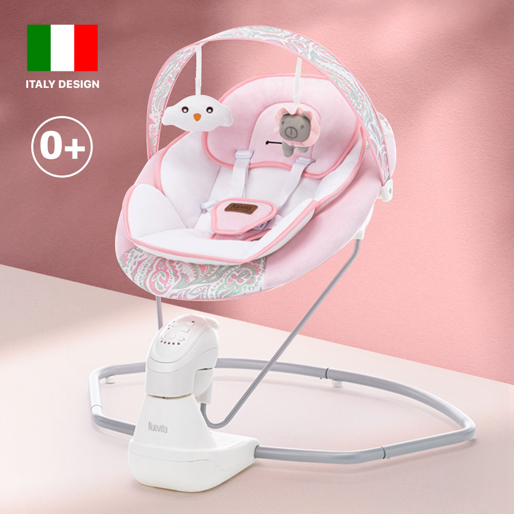 Электрокачели для новорожденных Nuovita Attento напольные, с дугой с подвесными игрушками, для укачивания #1