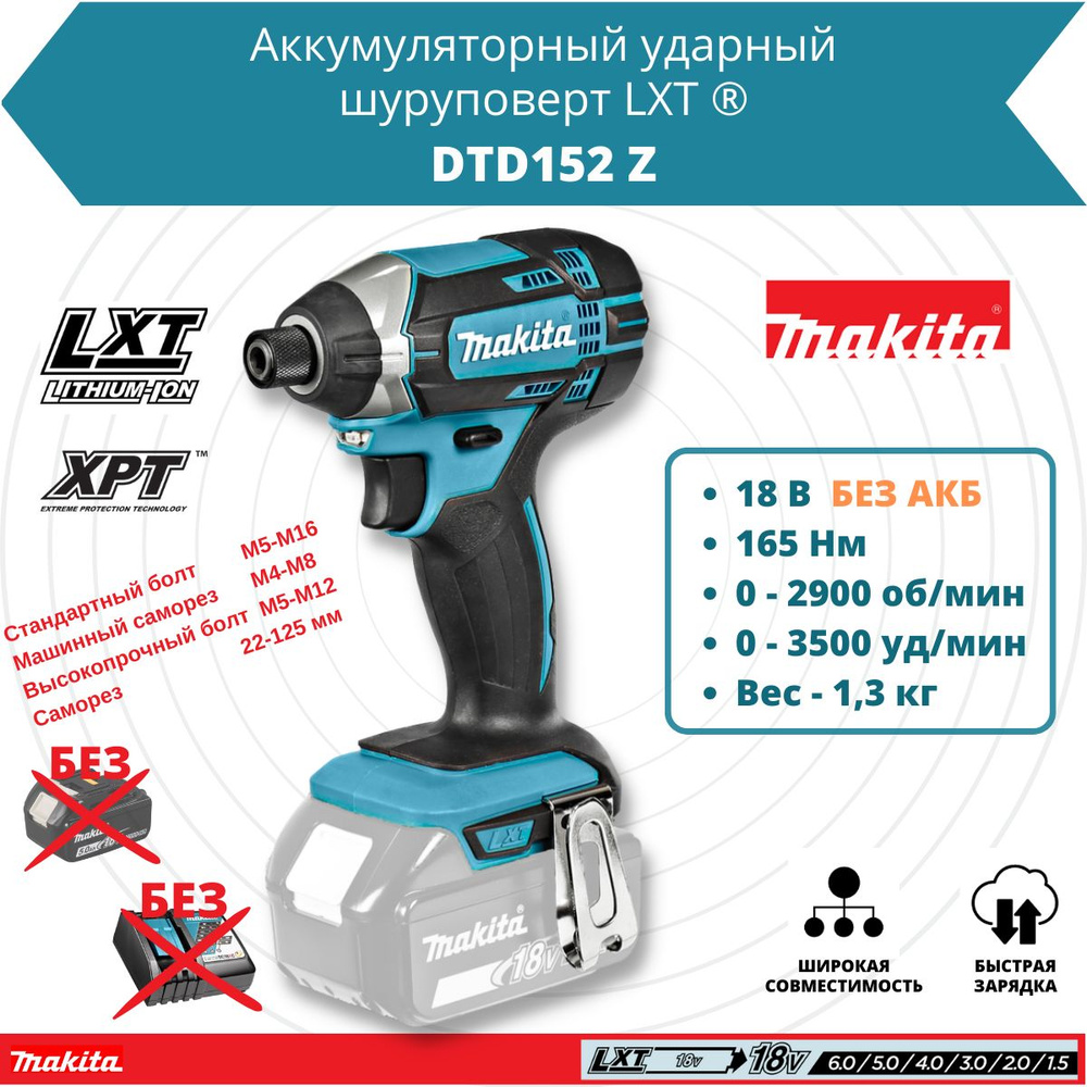 Makita Шуруповерт, 18 В, 165 Нм, 0 АКБ #1