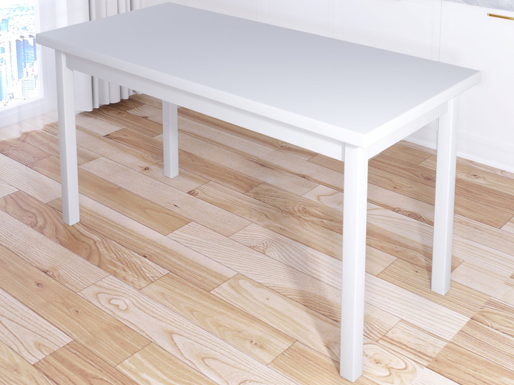 Стол кухонный Классика из массива сосны, белая столешница 40 мм и ножки, 140х60х75 см  #1