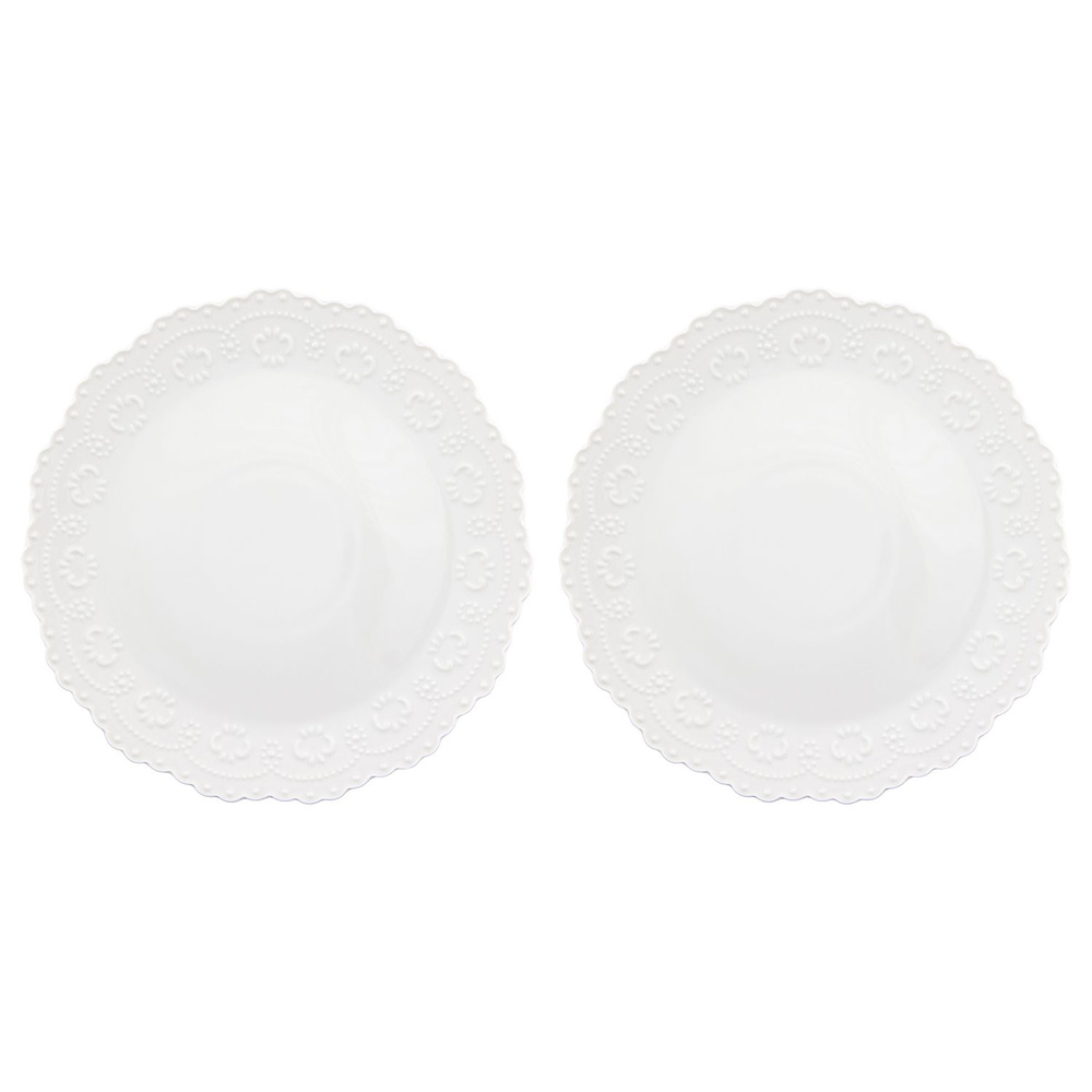 Elan Gallery Набор тарелок Белый узор (Elan Gallery), 2 шт, Фарфор, диаметр 28 см  #1