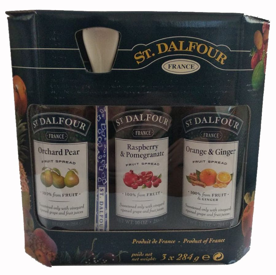 Подарочный набор джемов St.Dalfour с фарфоровой ложкой St.Dalfour (апельсин имбирь, малина гранат, отборная #1