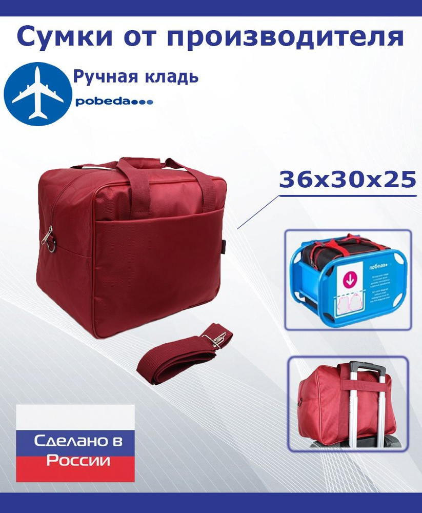 Сумка для ручной клади № 410 бордо 1680, АК Победа, ARLION, Россия, размер 36*30*25  #1