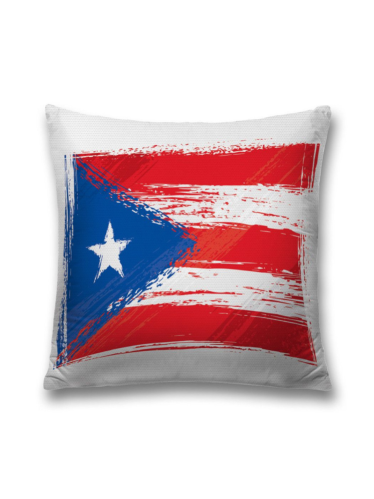 Наволочка декоративная на молнии, чехол на подушку "Флаг Пуэрто-Рико гранж" 45х45 см  #1