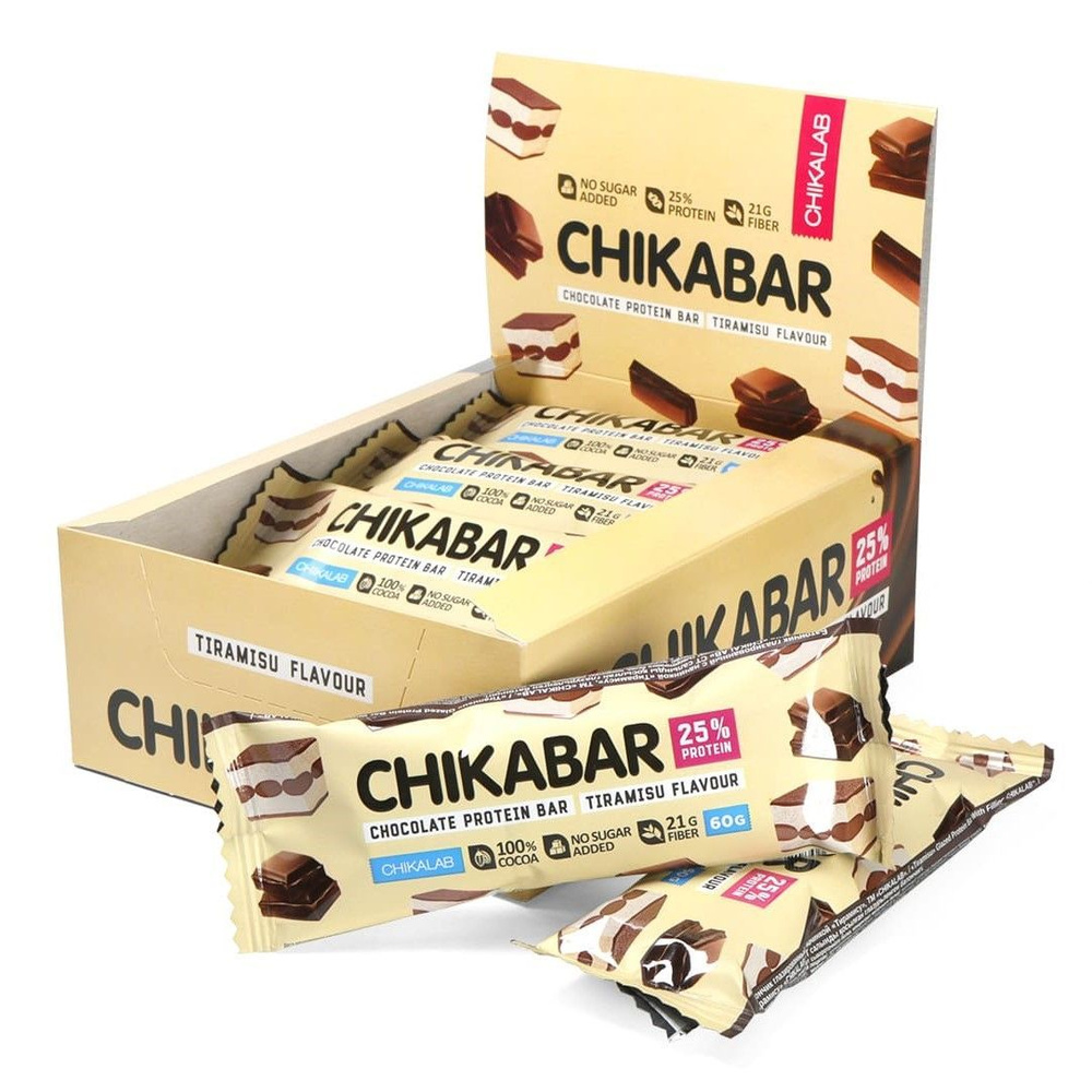 CHIKALAB Протеиновые батончики в шоколаде без сахара Chikabar Тирамису 60 г, 20 шт  #1